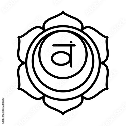 Swadhisthana icon. The second sacral chakra. Vector black line symbol. Meditation sign