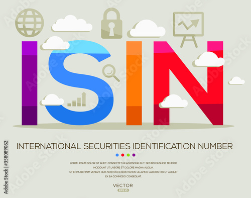 ISIN mean (international securities identification number) ,letters and icons,Vector illustration. photo
