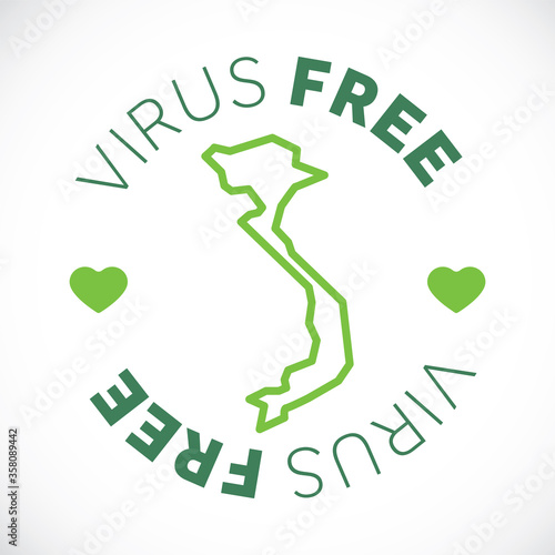 Vietnam map cornavirus free zone. Virus clear area.