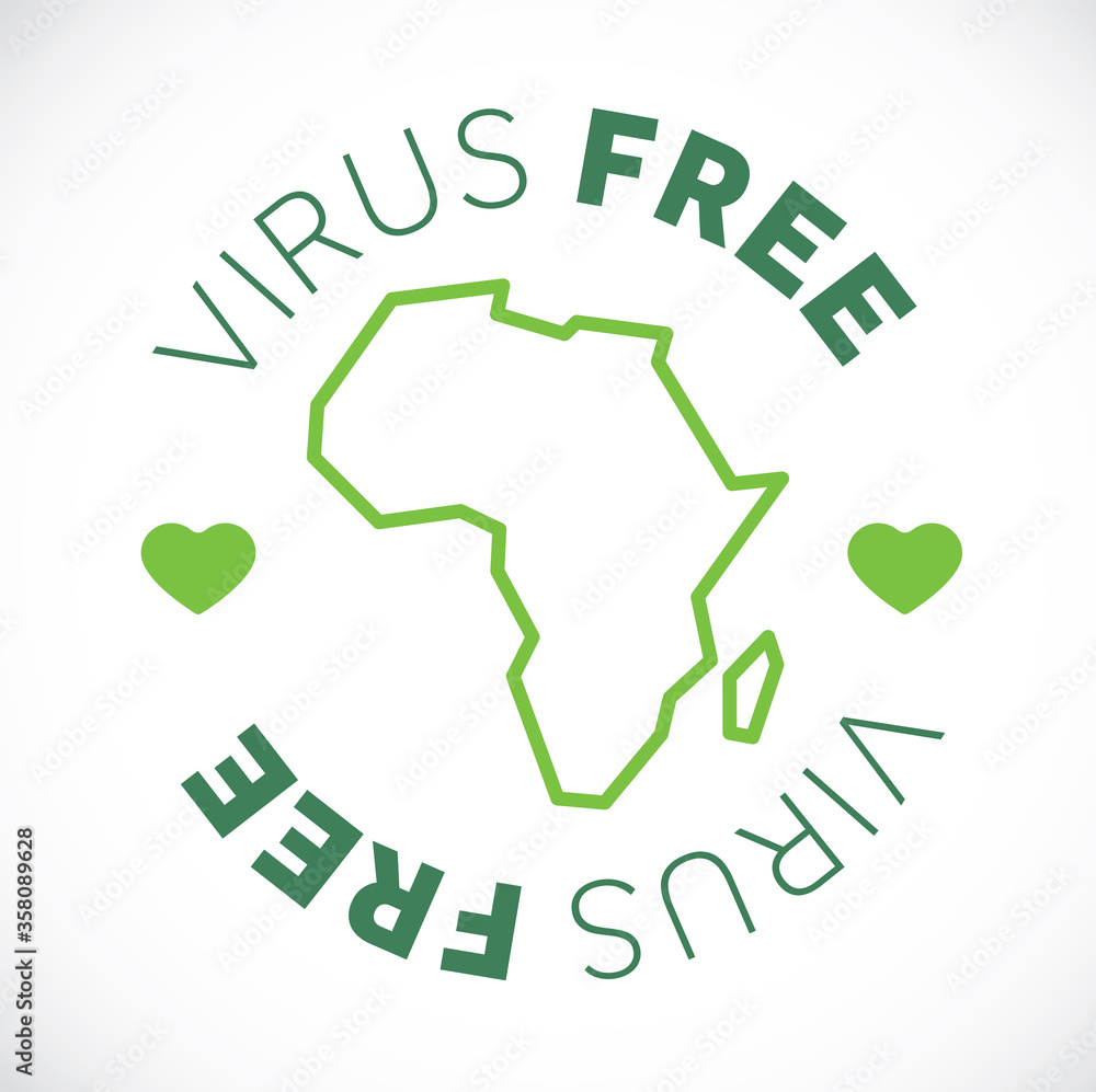 Africa map cornavirus free zone. Virus clear area. Africa map cornavirus free zone. Virus clear area.