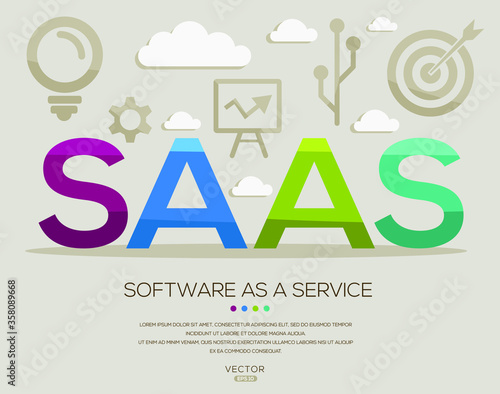 SAAS mean (software as a service) ,letters and icons,Vector illustration.