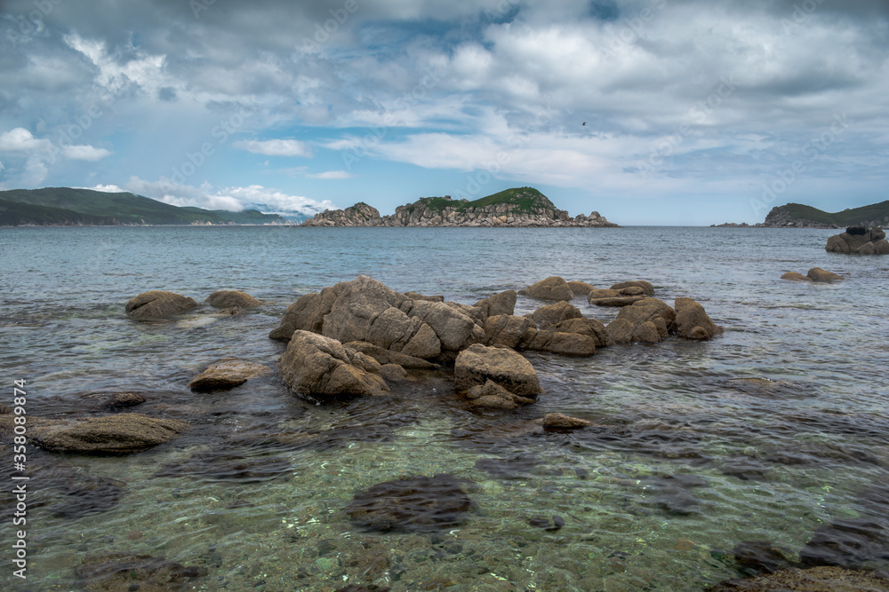 Big stones in the sea near the coast