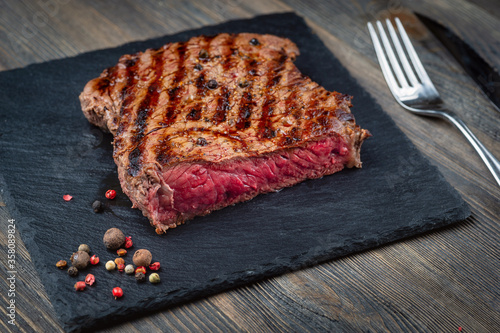 Sliced medium rare grilled Beef steak