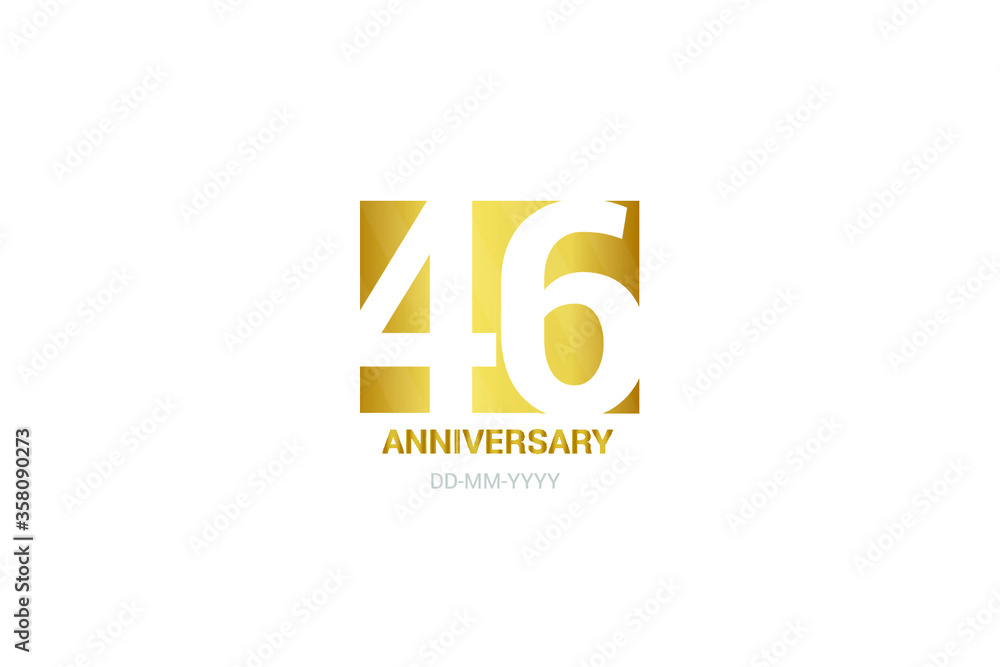 46 year anniversary, minimalist logo. Tenth years, jubilee, greeting card. Birthday invitation. year sign. Gold space vector illustration on white background - Vector 46 year anniversary, minimalist logo. Tenth years, jubilee, greeting card. Birthday invitation. year sign. Gold space vector illustration on white background - Vector
