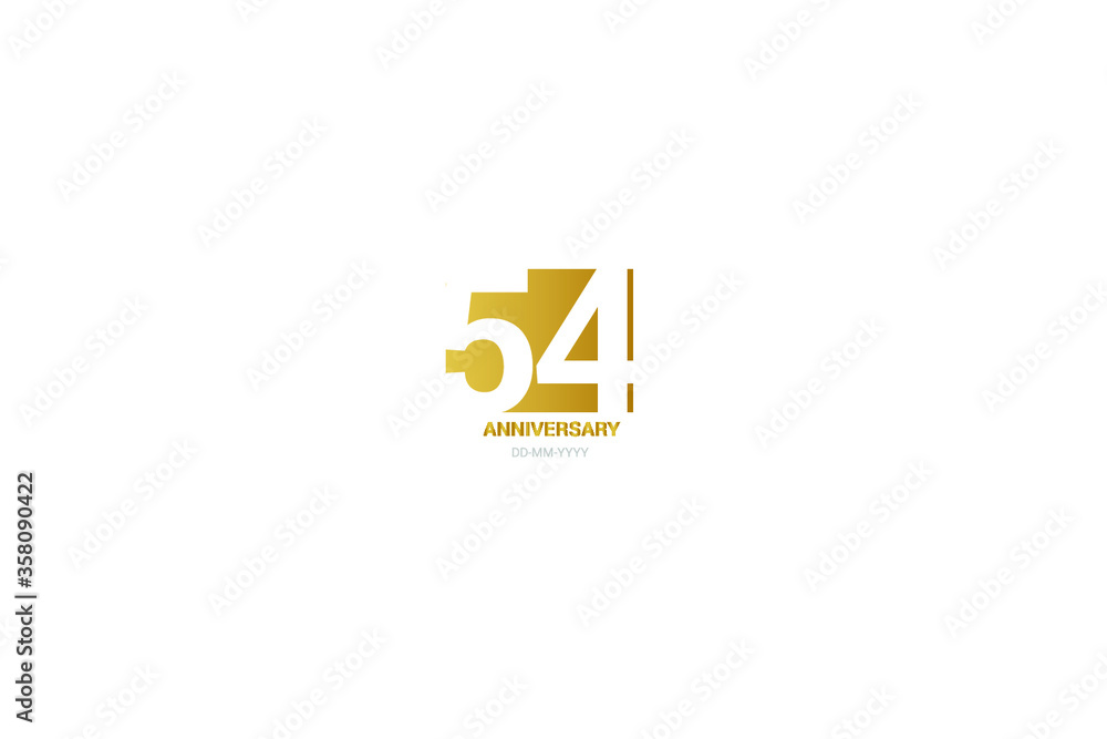 54 year anniversary, minimalist logo. Tenth years, jubilee, greeting card. Birthday invitation. year sign. Gold space vector illustration on white background - Vector 54 year anniversary, minimalist logo. Tenth years, jubilee, greeting card. Birthday invitation. year sign. Gold space vector illustration on white background - Vector