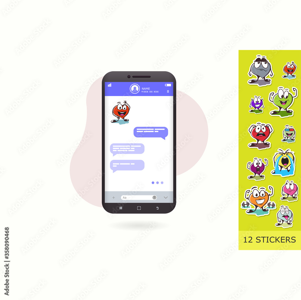emotion stickers. chat stickers. Vector Flat Illustration emotion stickers. chat stickers. Vector Flat Illustration