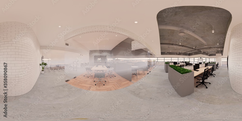 Foto de 3d illustration spherical 360 vr degrees, a seamless panorama ...