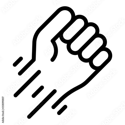 Fist in motion icon. Outline fist in motion vector icon for web design isolated on white background