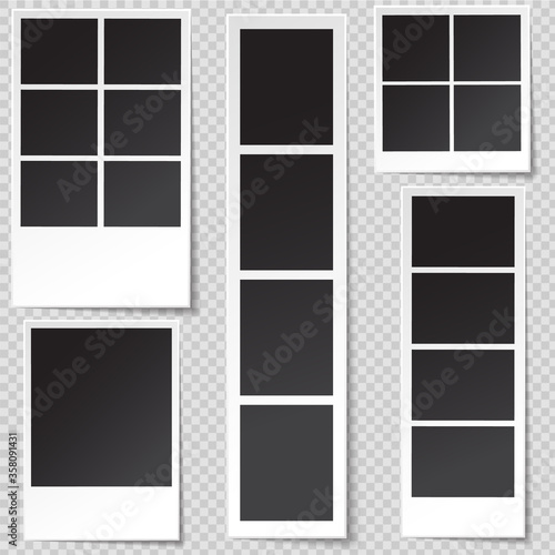 Photobooth Photo Frame templates with sharp transparent shadow. photo