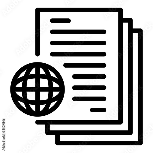 Global science files icon. Outline global science files vector icon for web design isolated on white background