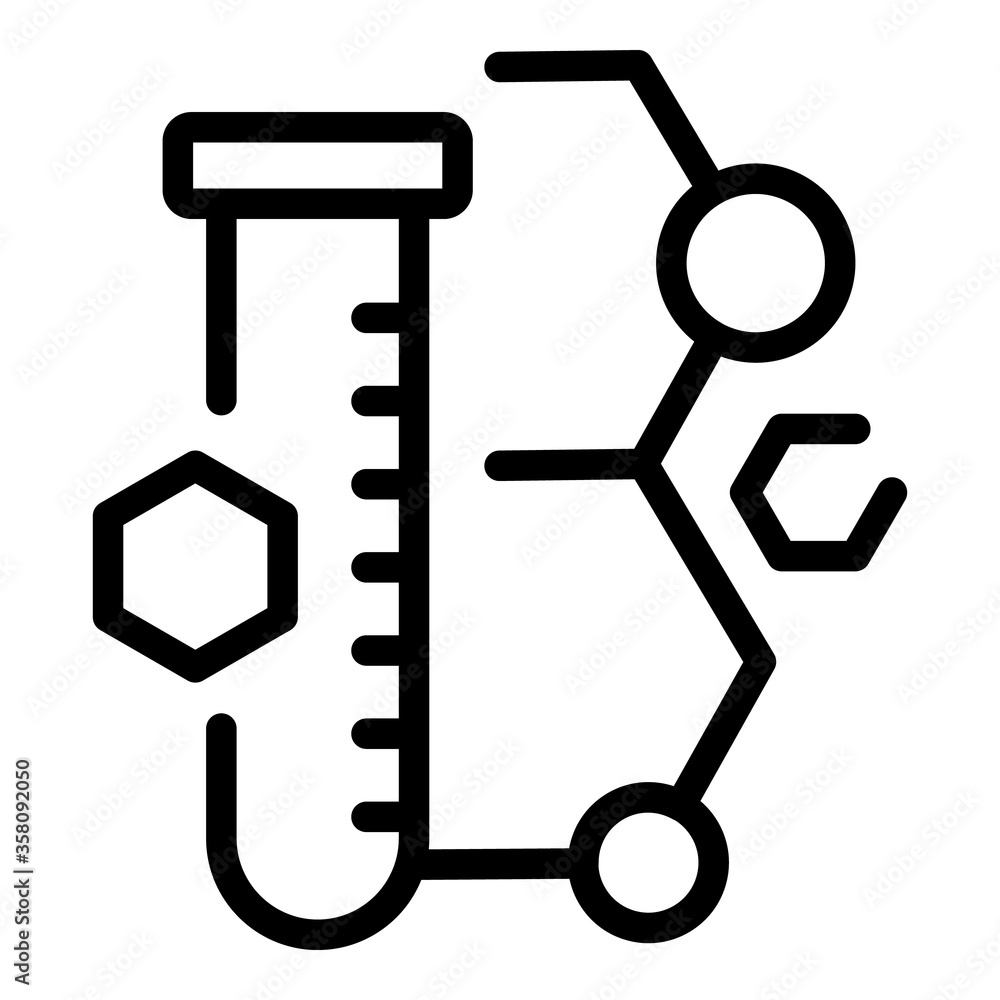 Tube and molecules icon. Outline tube and molecules vector icon for web design isolated on white background