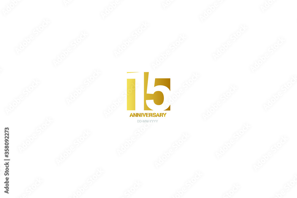 15 year anniversary, minimalist logo years, jubilee, greeting card. Birthday invitation. sign. Gold space vector illustration on white background - Vector 15 year anniversary, minimalist logo years, jubilee, greeting card. Birthday invitation. sign. Gold space vector illustration on white background - Vector