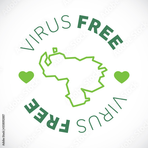 Venezuela map cornavirus free zone. Virus clear area.