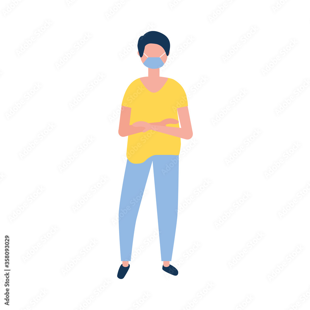 Man with medical mask vector design