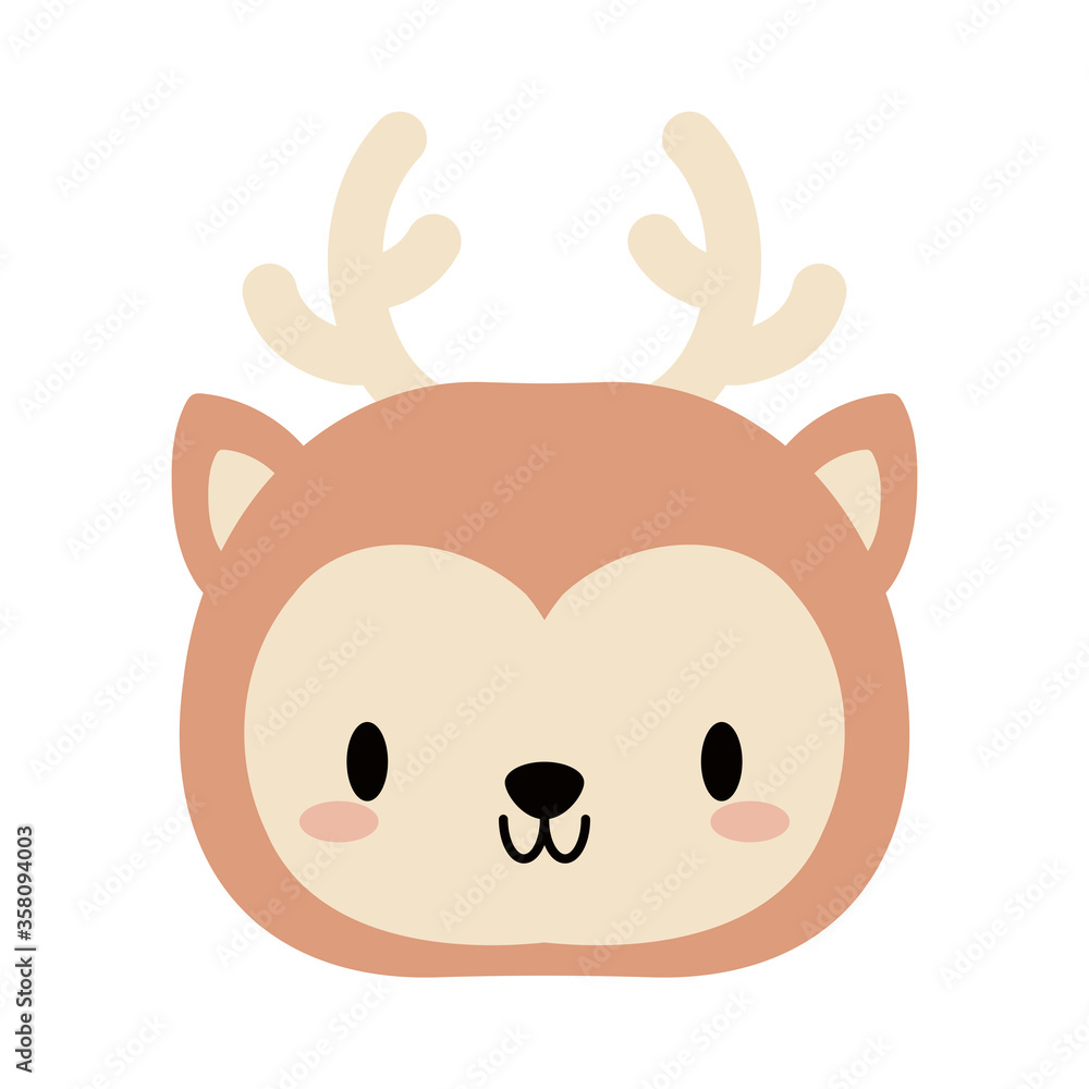 head deer baby kawaii, flat style icon head deer baby kawaii, flat style icon