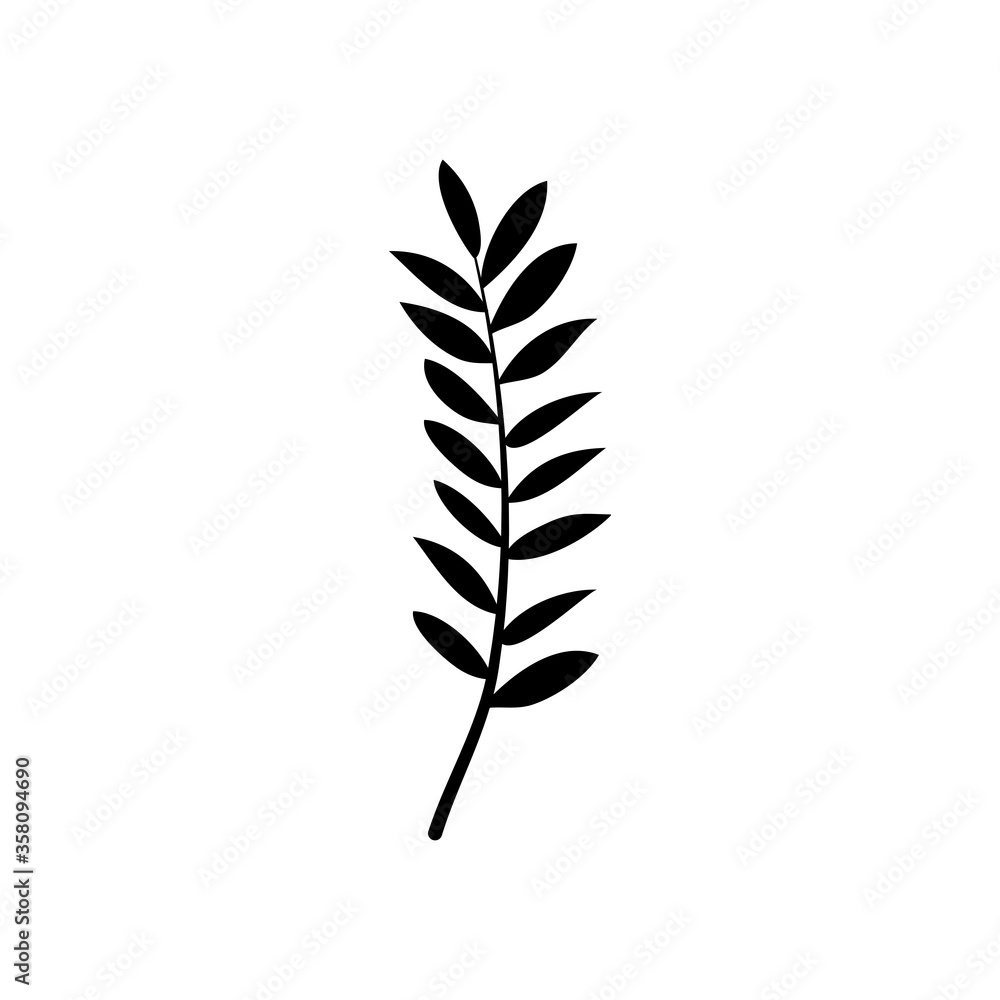 ash tropical leaf icon, silhouette style