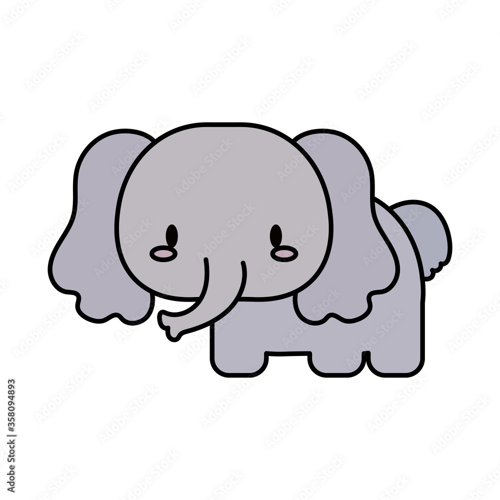 cute elephant baby kawaii, line and fill style icon