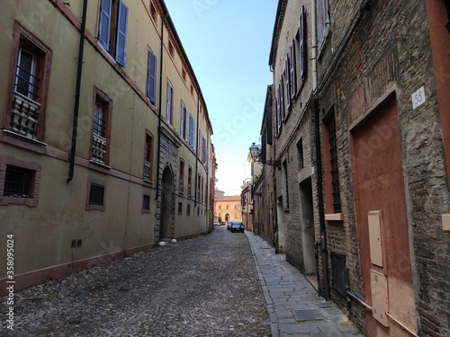 Street view of Ferrara town in Italy