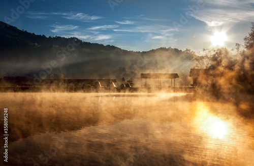 morning mist over the lake in Thailand