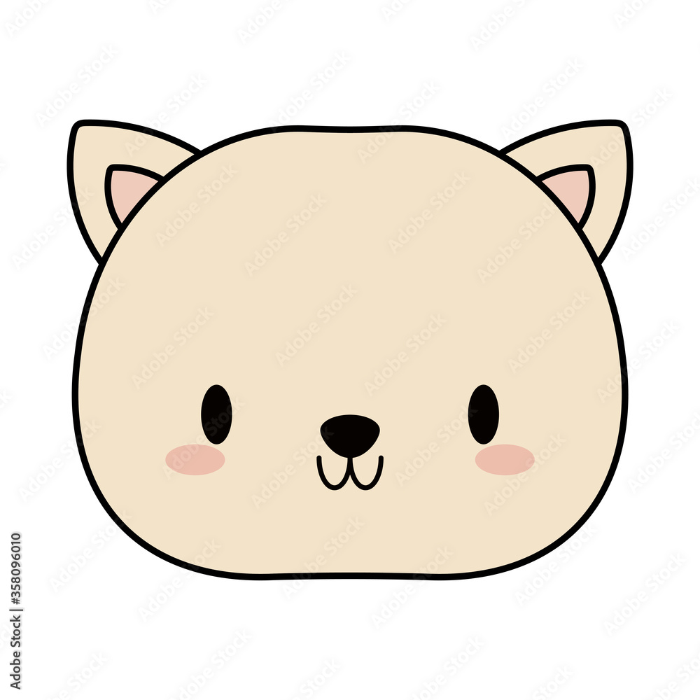 Fototapeta premium head of cat baby kawaii, line and fill style icon