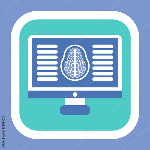 Scan of brain on computer vector, xray and checkup of patients. Monitor with x ray, computed tomography, magnetic resonance imaging of body parts