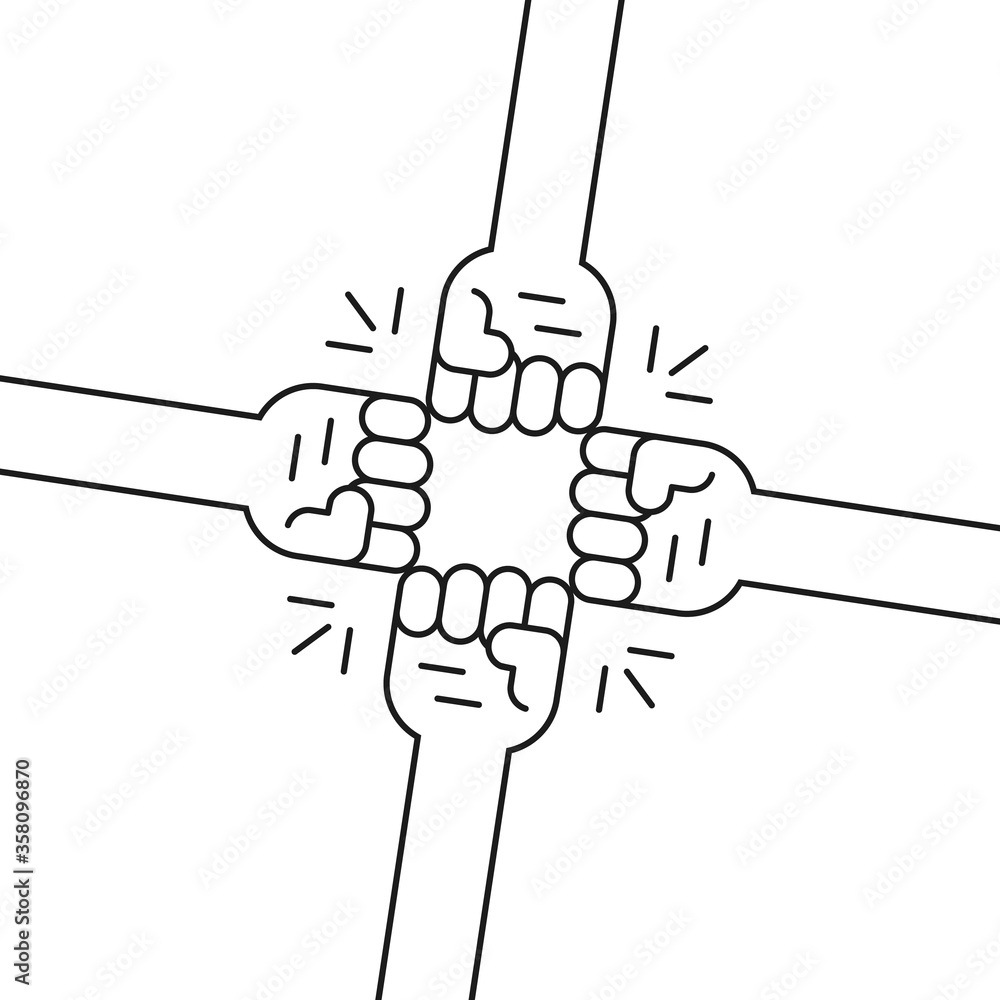 thin line hands making fist bump gesture thin line hands making fist bump gesture