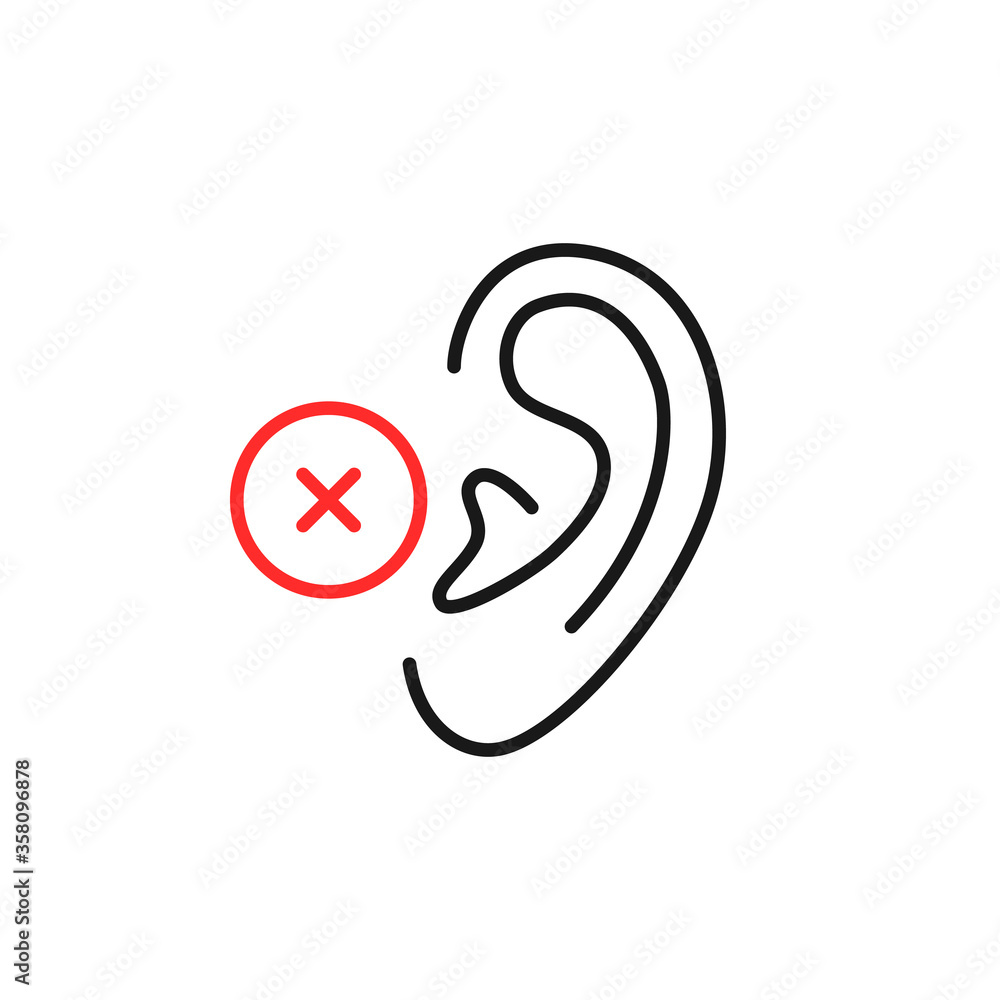 lack of hearing or deafness linear icon lack of hearing or deafness linear icon