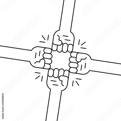 thin line hands making fist bump gesture