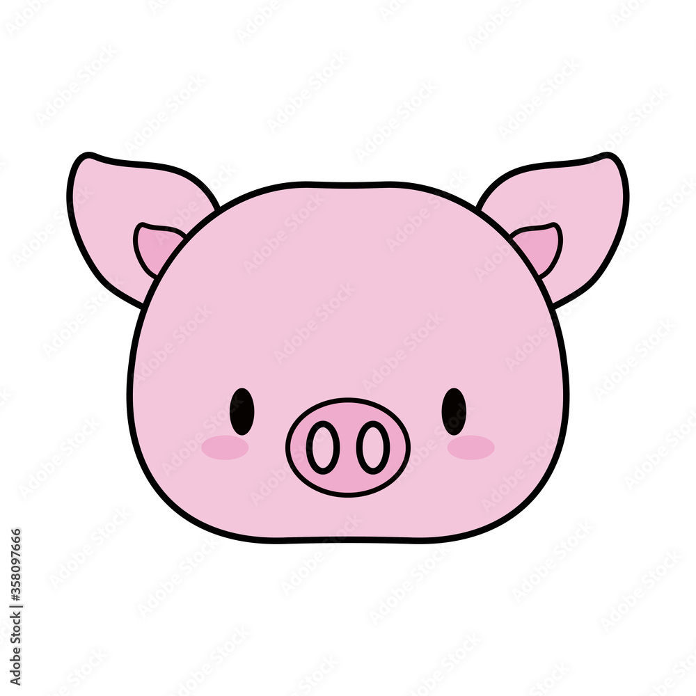 head pig baby kawaii, line and fill style icon head pig baby kawaii, line and fill style icon