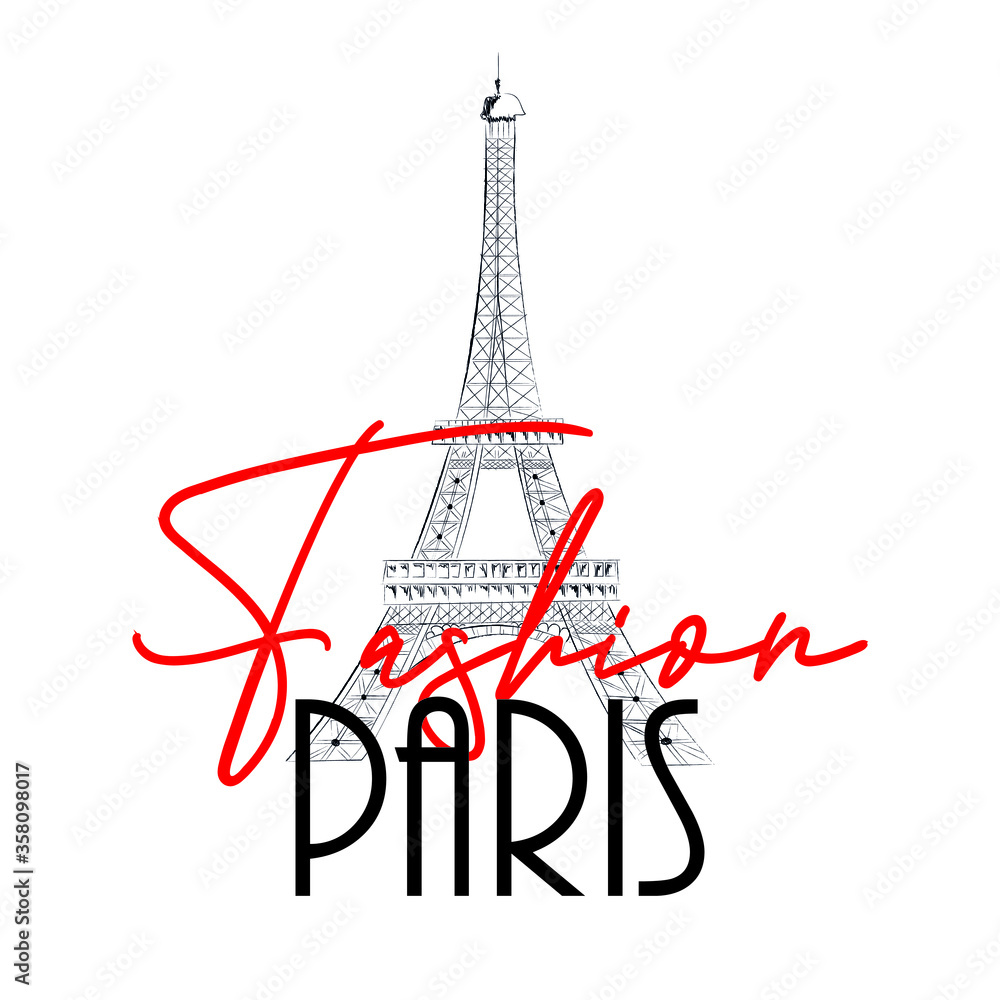 Fashion paris slogan graphic vector print lettering for t shirt print design Fashion paris slogan graphic vector print lettering for t shirt print design