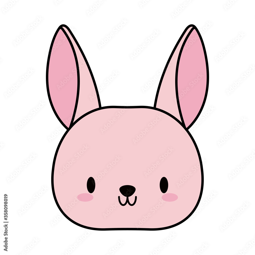 head rabbit baby kawaii, line and fill style icon head rabbit baby kawaii, line and fill style icon