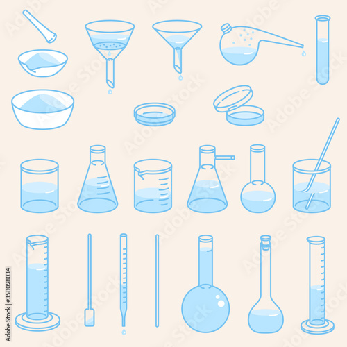 Chemical laboratory glassware.