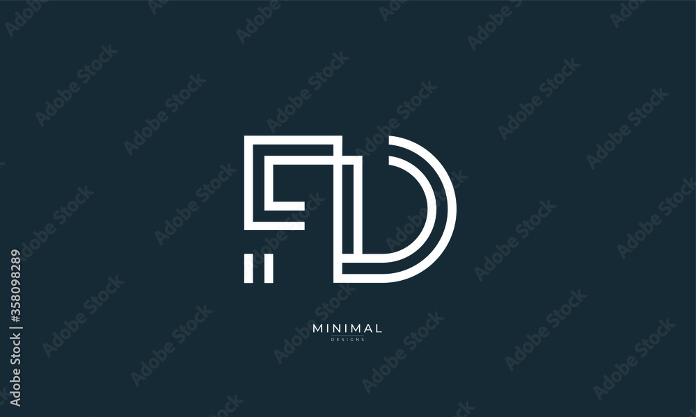 Alphabet letter icon logo FD