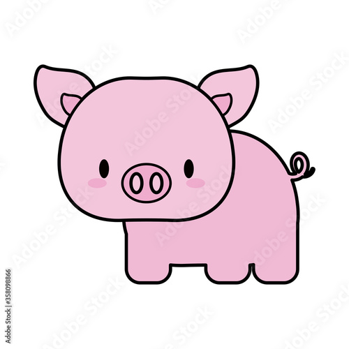 cute pig baby kawaii  line and fill style icon