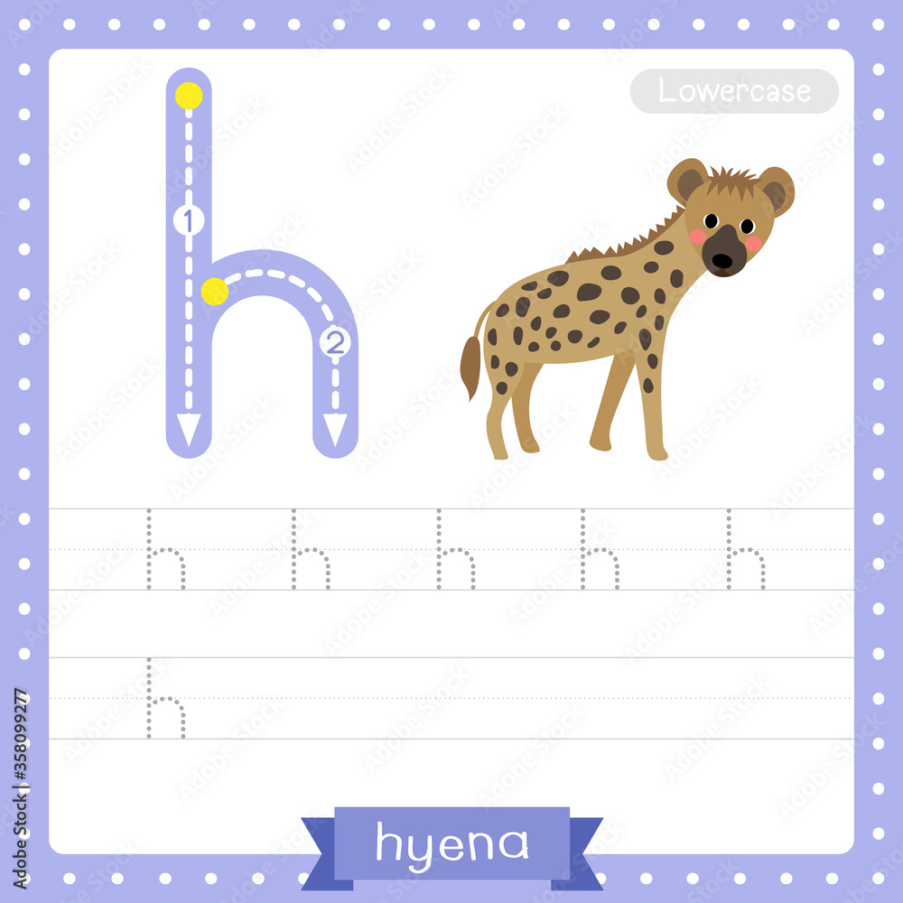 Letter H lowercase tracing practice worksheet. Hyena Stock Vector ...