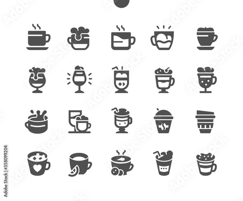 Coffee types Well-crafted Pixel Perfect Vector Solid Icons 30 2x Grid for Web Graphics and Apps. Simple Minimal Pictogram
