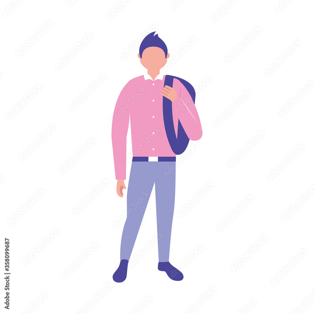Isolated avatar man with bag vector design Isolated avatar man with bag vector design