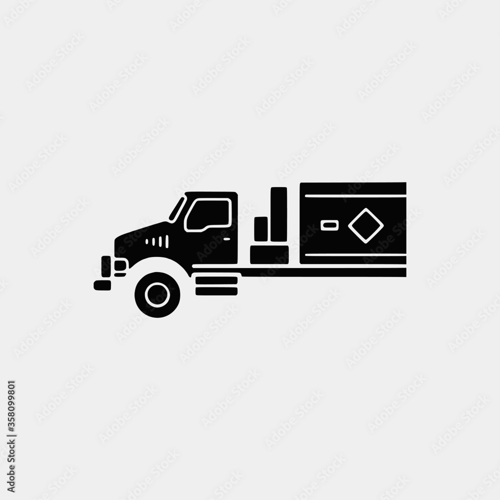truck with trailer Vector icon Set