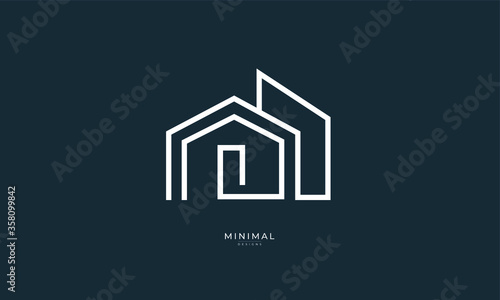 a line art icon logo of a modern house, home, real estate 