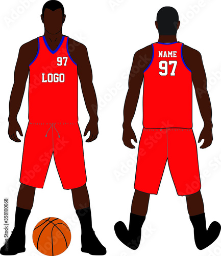 basketball t-shirt design uniform set of kit. custom design basketball jersey template. front and back view shirt and shorts mock up. Illustration vector