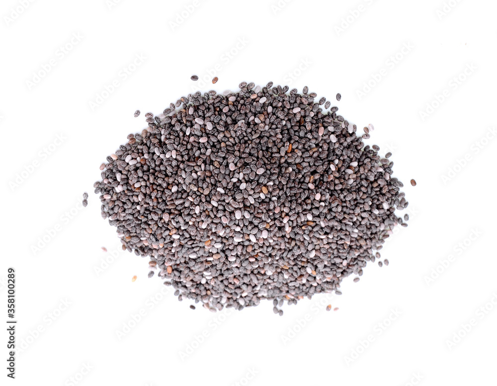 Chia seeds isolated on white background. Chia seeds isolated on white background.