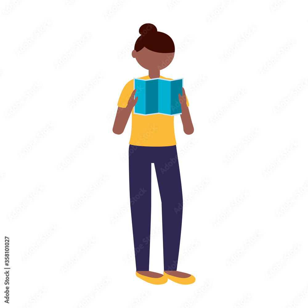 Avatar woman with map vector design