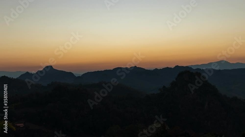 Wallpaper Mural Time lapse view of colorful sunrise over mountain at Mae Hong Son , Thailand. Torontodigital.ca