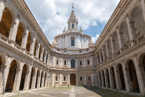 Panoramic view of exterior of Sant'Ivo alla Sapienza
