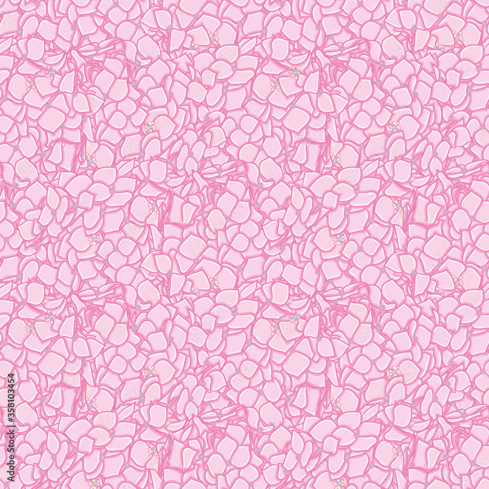 Pink Hydrangeas vector repeat pattern. Cute abstract floral seamless illustration background. Pink Hydrangeas vector repeat pattern. Cute abstract floral seamless illustration background.