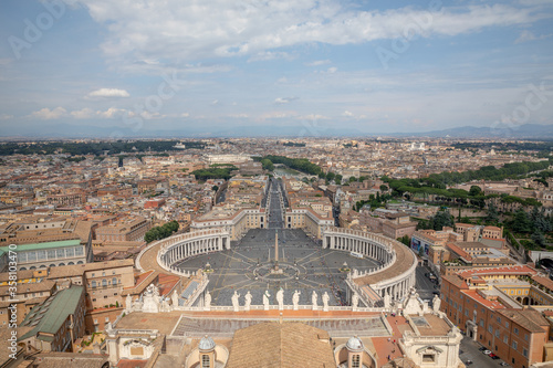 Panoramic view on the St. Peter's square and city of Rome
