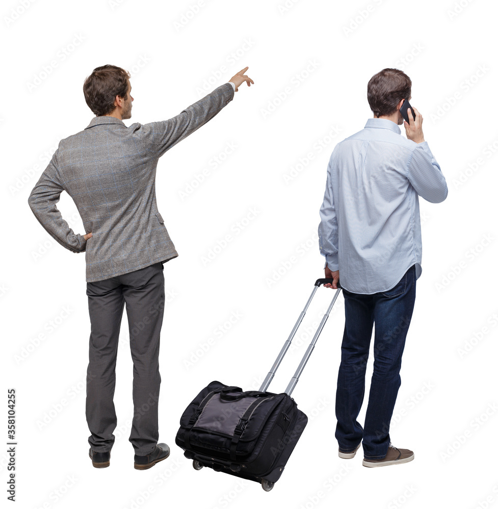 Back view of two business men in suit pointing. Back view of two business men in suit pointing.