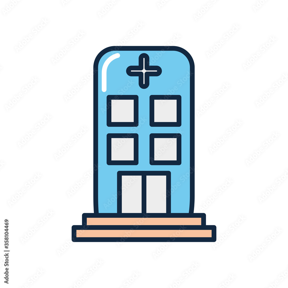 hospital building icon, line color style hospital building icon, line color style