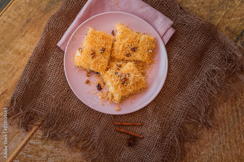 Turkish dessert muhallebi kadaif photo