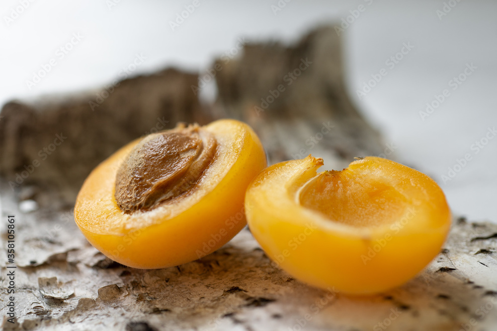 Ripe apricot in a glass